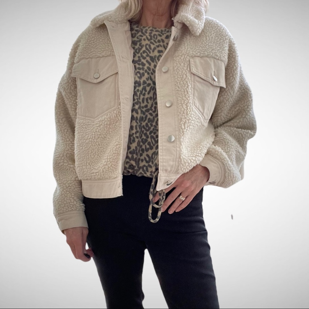 Silver Jeans Cream Sherpa Teddy Jacket